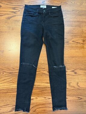 Frame Denim Le Skinny de Jeanne - Black distressed jeans